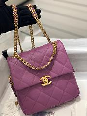 CC Caviar Quilted Multi Chain Backpack Purple - 1