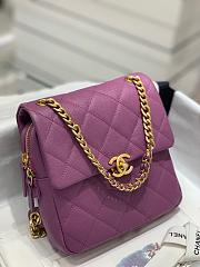 CC Caviar Quilted Multi Chain Backpack Purple - 3