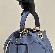 FENDI Peekaboo Shoulder Hand Bag Leather Navy Blue - 3