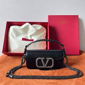 Valentino Garavani Locò Small Jewel Logo Shoulder Bag in Leather Black