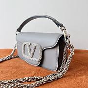 Valentino Garavani Locò Small Jewel Logo Shoulder Bag in Leather Grey - 5