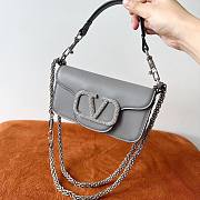 Valentino Garavani Locò Small Jewel Logo Shoulder Bag in Leather Grey - 4