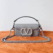 Valentino Garavani Locò Small Jewel Logo Shoulder Bag in Leather Grey - 3