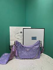 PRADA Re-Edition 2005 Satin Bag With Crystals Purple - 1