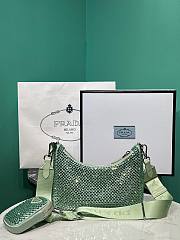 PRADA Re-Edition 2005 Satin Bag With Crystals Green - 5