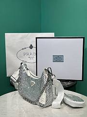 PRADA Re-Edition 2005 Satin Bag With Crystals White - 4