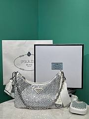 PRADA Re-Edition 2005 Satin Bag With Crystals White - 3