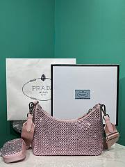 PRADA Re-Edition 2005 Satin Bag With Crystals Pink - 3