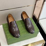 Gucci Loafer With Interlocking G Brown Leather - 1