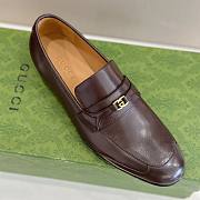 Gucci Loafer With Interlocking G Brown Leather - 5