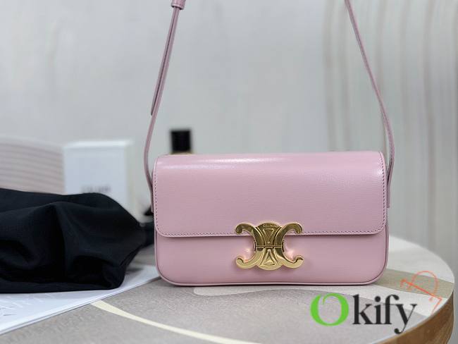 Okify Celine Shoulder Bag Claude In Shiny Calfskin Light Pink - 1