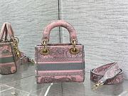 Okify Dior Mini Lady D-Lite Bag Pink And Gray Toile De Jouy Sauvage Embroidery - 2