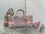 Okify Dior Medium Lady D-Joy Bag Pink and Gray Toile de Jouy Sauvage Embroidery - 1