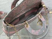 Okify Dior Medium Lady D-Joy Bag Pink and Gray Toile de Jouy Sauvage Embroidery - 3