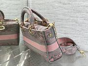 Okify Dior Medium Lady D-Joy Bag Pink and Gray Toile de Jouy Sauvage Embroidery - 2