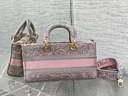 Okify Dior Medium Lady D-Joy Bag Pink and Gray Toile de Jouy Sauvage Embroidery - 5
