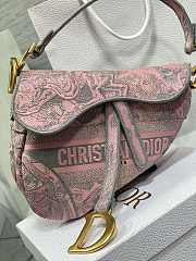 DIOR Saddle Bag Pink and Gray Toile de Jouy Sauvage Embroidery - 6