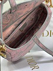 DIOR Saddle Bag Pink and Gray Toile de Jouy Sauvage Embroidery - 2
