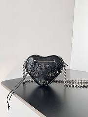 Balenciaga Women's Mini Le Cagole Heart leather Crossbody Bag Black - 1