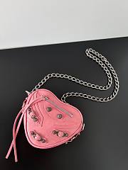 Balenciaga Women's Mini Le Cagole Heart leather Crossbody Bag Pink - 3