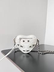 Balenciaga Women's Mini Le Cagole Heart leather Crossbody Bag White - 2