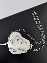 Balenciaga Women's Mini Le Cagole Heart leather Crossbody Bag White - 3