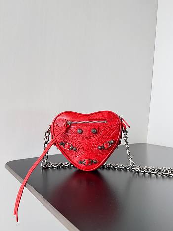 Balenciaga Women's Mini Le Cagole Heart leather Crossbody Bag Red