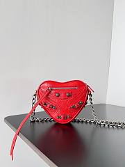 Balenciaga Women's Mini Le Cagole Heart leather Crossbody Bag Red - 6