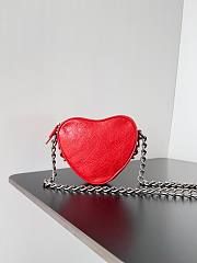 Balenciaga Women's Mini Le Cagole Heart leather Crossbody Bag Red - 4