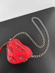 Balenciaga Women's Mini Le Cagole Heart leather Crossbody Bag Red - 2