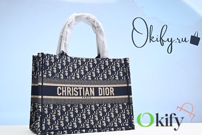 Dior Book Tote 36 Black Dior Oblique Embroidery - 1