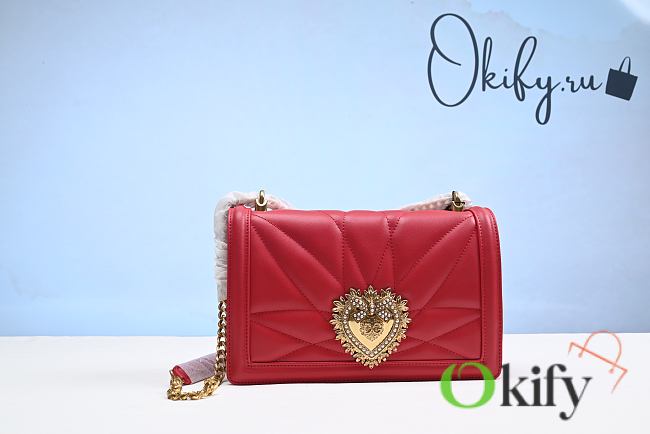 D&G Large Devotion Bag In Quilted Nappa Leather Red - 1