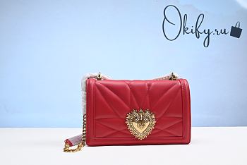 D&G Large Devotion Bag In Quilted Nappa Leather Red