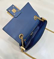 Okify Fendi Baguette Chain Midi Blue Nappa Leather Bag - 3