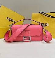 FENDI Baguette Pink Selleria bag with oversize topstitching - 1
