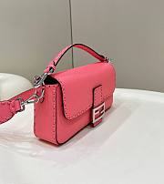 FENDI Baguette Pink Selleria bag with oversize topstitching - 4