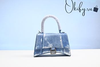 BALENCIAGA Hourglass Small Handbag Denim Print In Blue