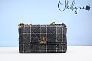 CC 22A Navy Blue Ecru Tweed Quilted 19 Flap Small Mixed Hardware - 1