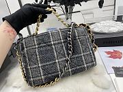 CC 22A Navy Blue Ecru Tweed Quilted 19 Flap Mixed Hardware 25cm - 4