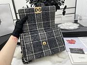 CC 22A Navy Blue Ecru Tweed Quilted 19 Flap Mixed Hardware 25cm - 6