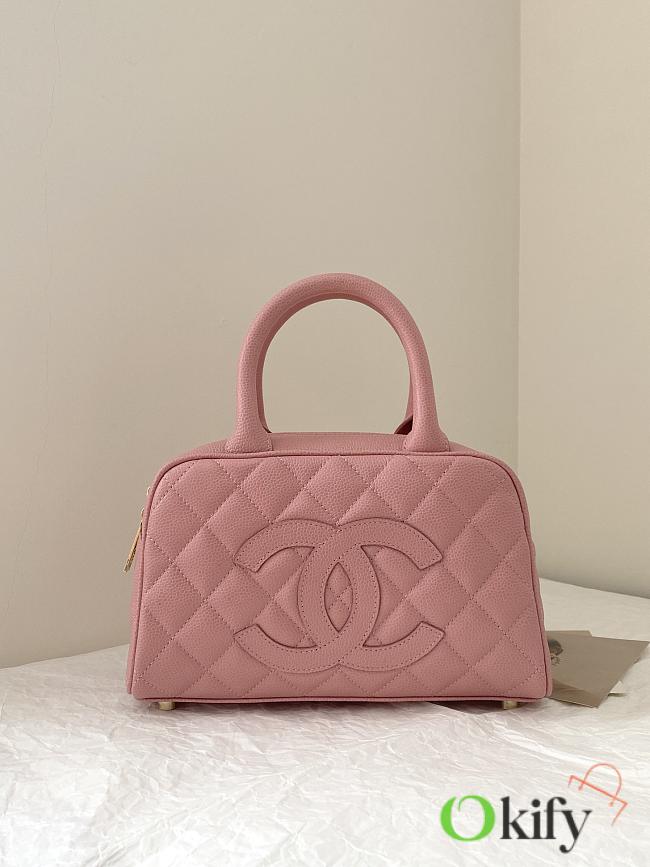 CC Quilted Caviar Bowler Mini Pink - 1