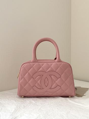 CC Quilted Caviar Bowler Mini Pink