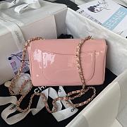 CC Small Flap Bag Patent Calfskin & Gold-Tone Metal Coral Pink - 4
