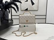 CC Wallet On Chain Lambskin, Imitation Pearls, Strass & Gold-Tone Metal White - 1