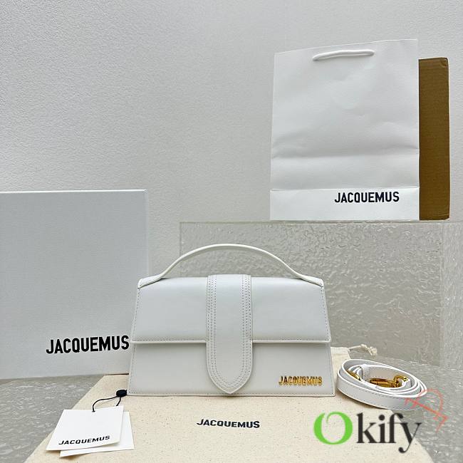 JACQUEMUS Le Grand Bambino Forever Handbag With Adjustable Crossbody Strap White - 1