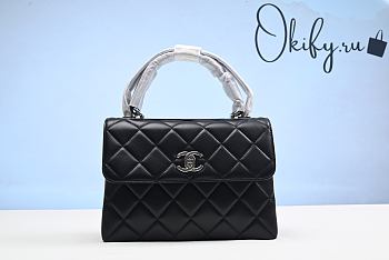 CC Lambskin Quilted Small Trendy CC Handle Bag Black