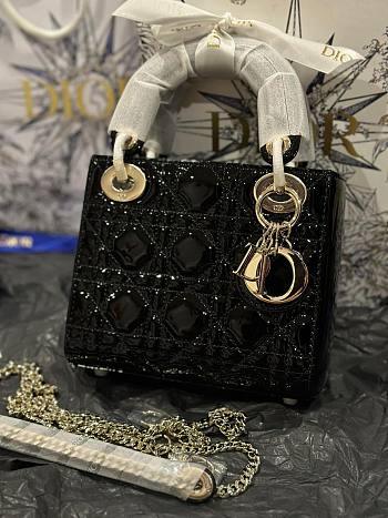 Dior Mini Lady Bag Black Patent Cannage Calfskin