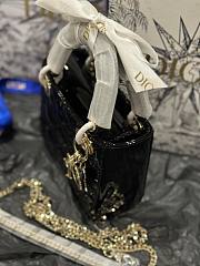 Dior Mini Lady Bag Black Patent Cannage Calfskin - 6
