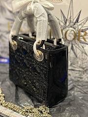 Dior Mini Lady Bag Black Patent Cannage Calfskin - 5
