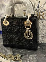 Dior Mini Lady Bag Black Patent Cannage Calfskin - 3